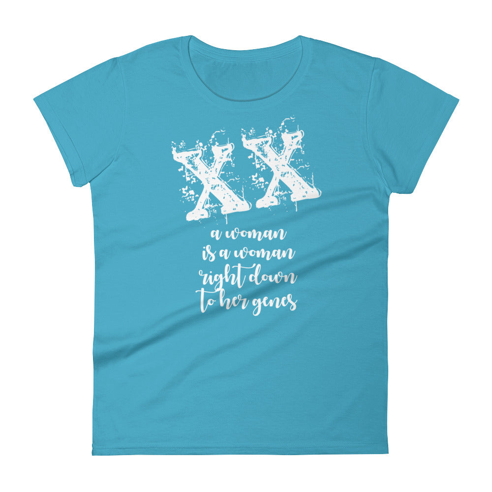 XX A Woman is a Woman Right Down to Her Genes Women's short sleeve t-shirt-T-Shirt-PureDesignTees