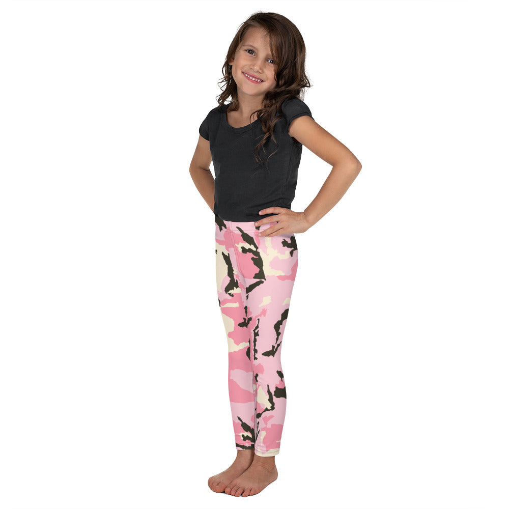 Pink Camo Kid's Leggings-leggings-PureDesignTees