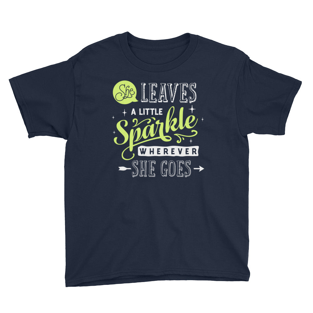 She Leaves a Little Sparkle Youth Short Sleeve T-Shirt-youth t-shirt-PureDesignTees