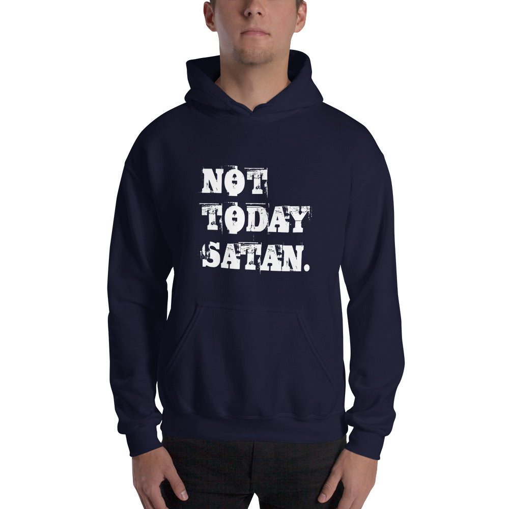 Not Today Satan Grunge Pullover Hooded Sweatshirt-Hoodie-PureDesignTees