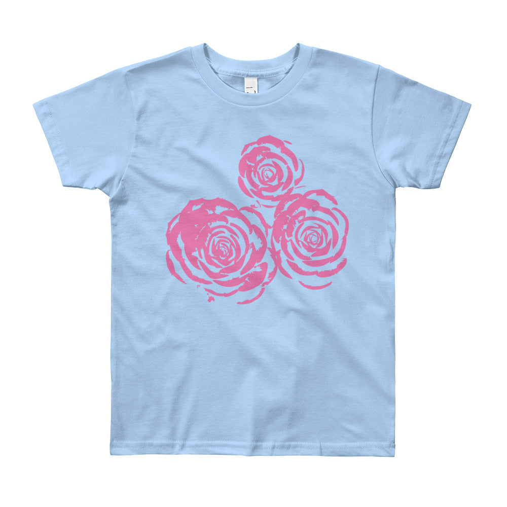 Pink Roses Drawing Youth Short Sleeve T-Shirt-T-Shirt-PureDesignTees