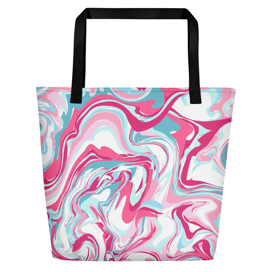 Marble pink Beach Bag-PureDesignTees