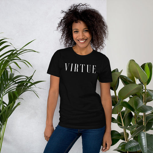 Virtue White Unisex Short Sleeve Jersey T-Shirt with Tear Away Label-t-shirt-PureDesignTees