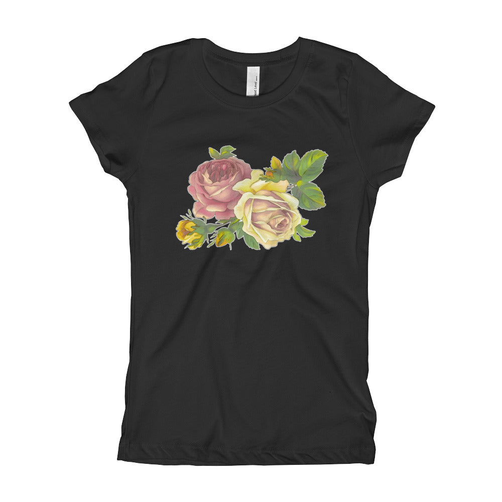Vintage Flowers Girl's T-Shirt-T-Shirt-PureDesignTees