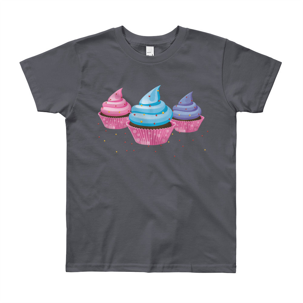 3 Yummy Cupcakes Youth Short Sleeve T-Shirt-T-Shirt-PureDesignTees