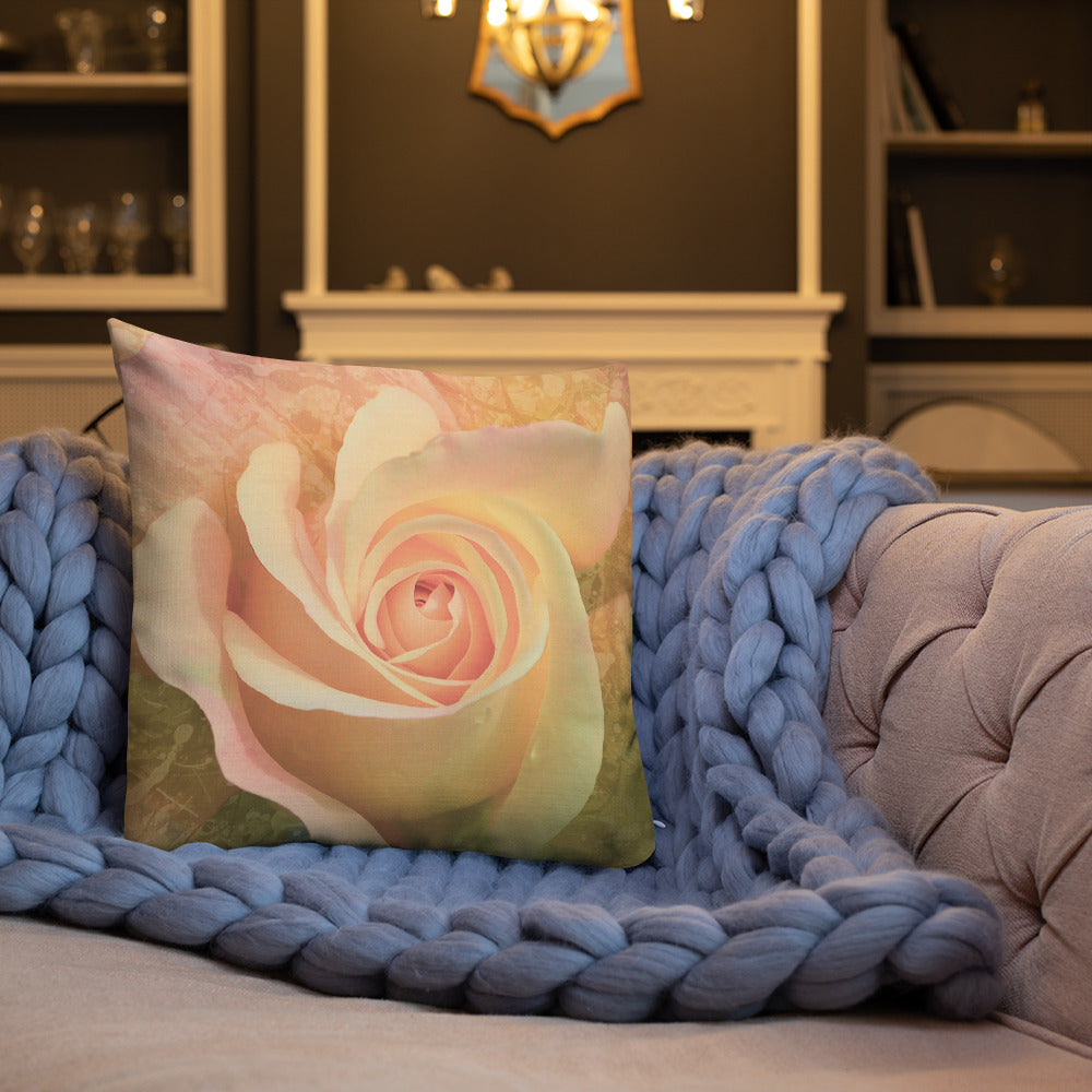 Pastel Rose Premium Pillow-Premium Throw Pillow-PureDesignTees