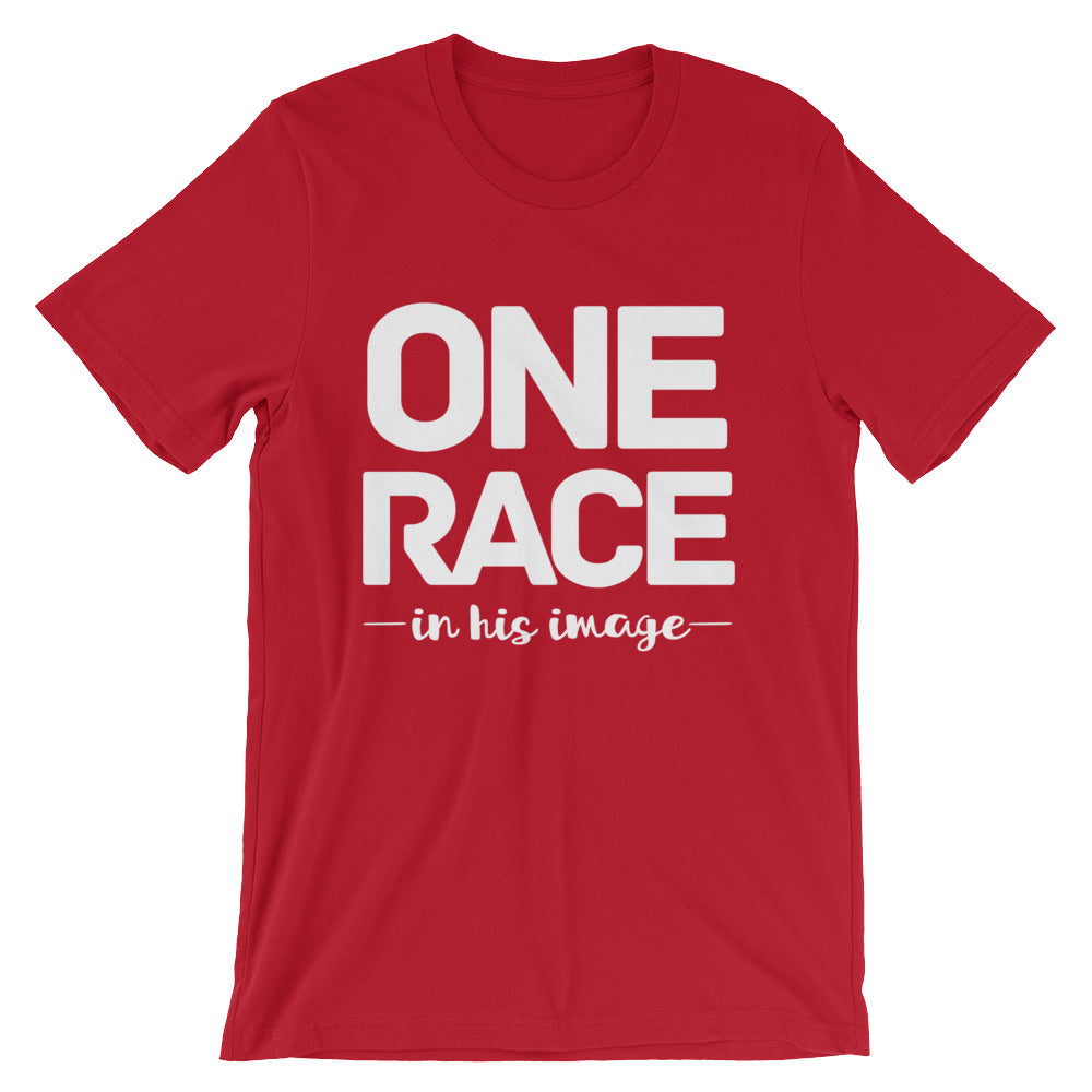 One Race in His image Unisex short sleeve t-shirt-PureDesignTees