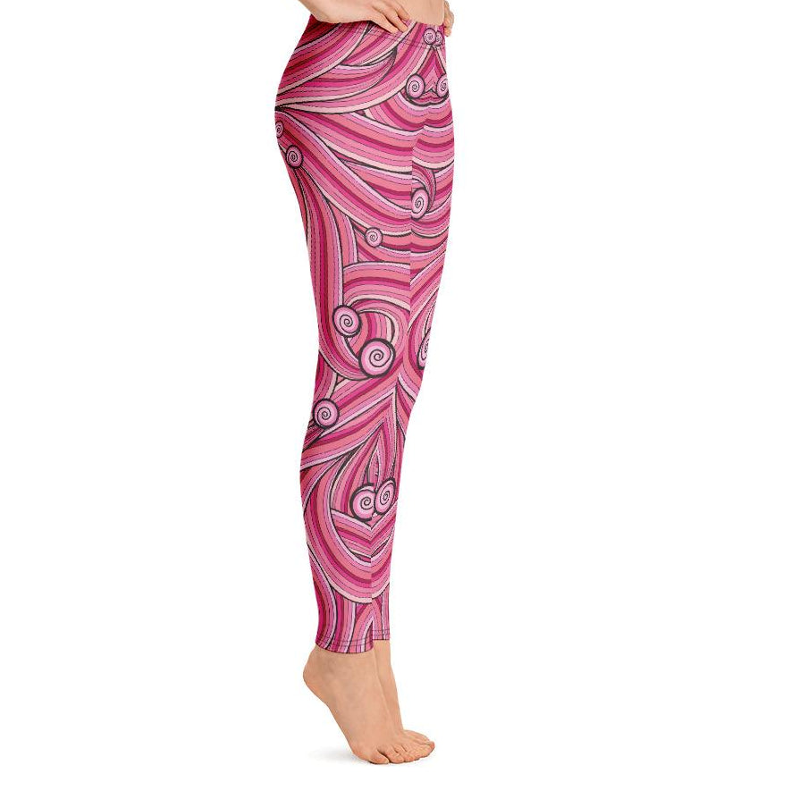 Pink Swirls Leggings-leggings-PureDesignTees