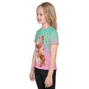 Gradient with Flamingo Kids T-Shirt-all over print kids t-shirt-PureDesignTees