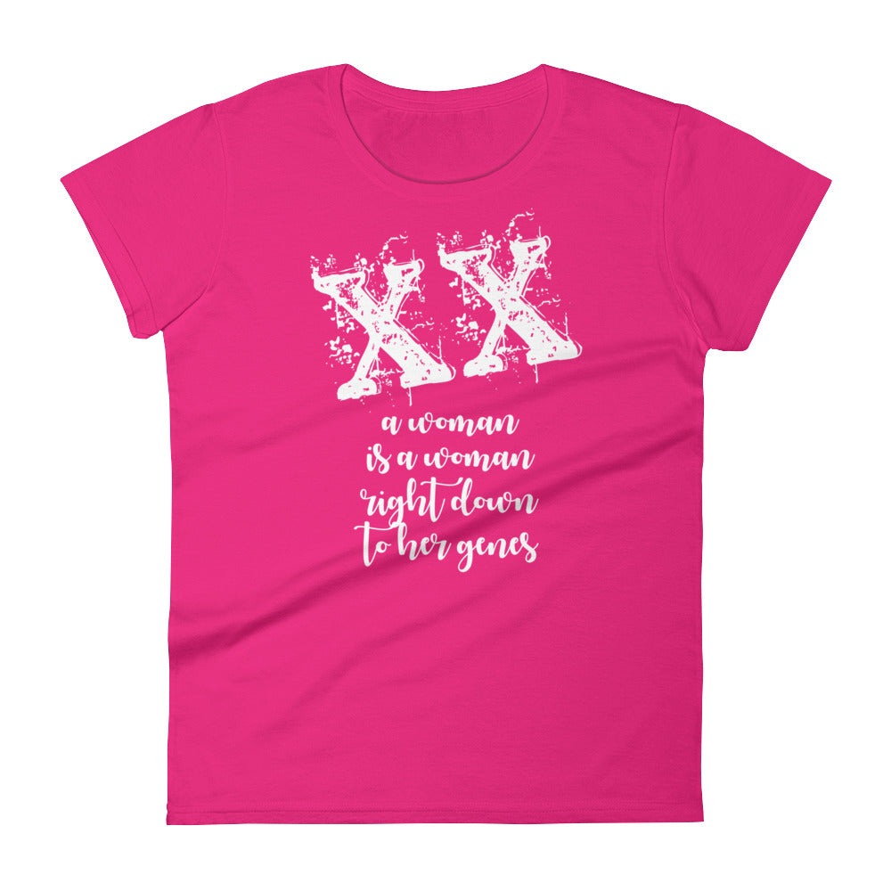XX A Woman is a Woman Right Down to Her Genes Women's short sleeve t-shirt-T-Shirt-PureDesignTees