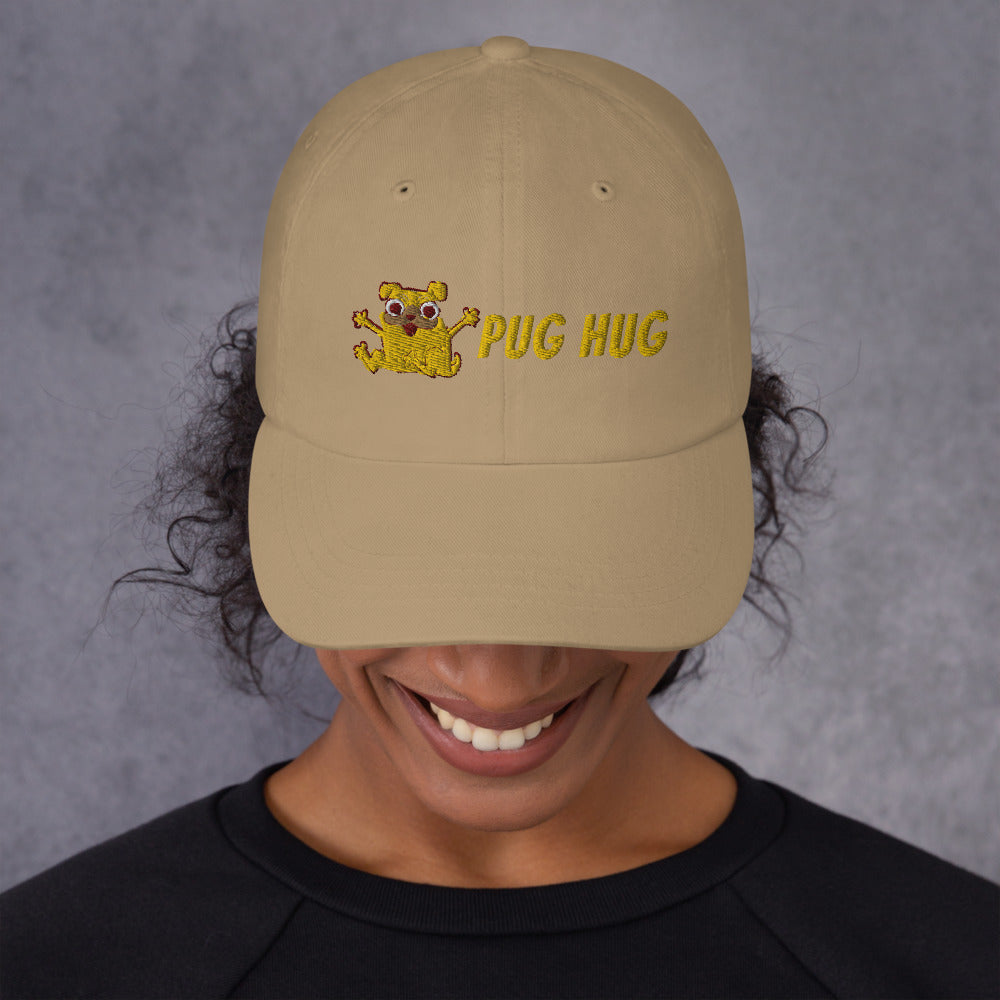 Embroidered Pug Hug Dad hat-Dad Hat-PureDesignTees