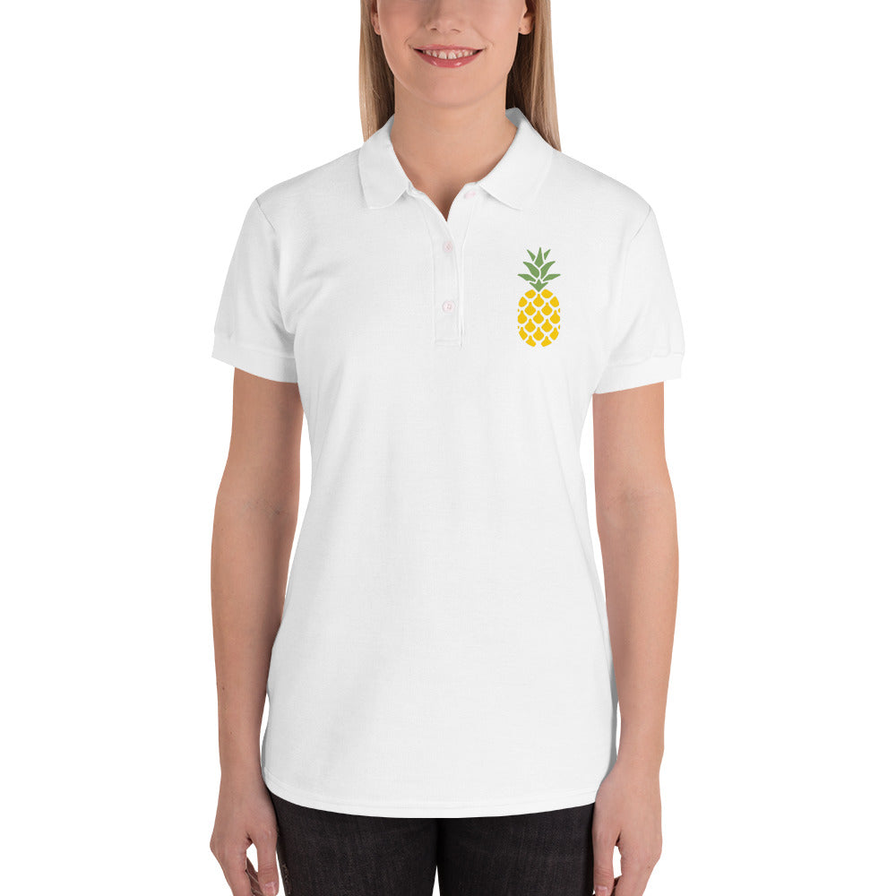 Lovely Pineapple Embroidered Women's Polo Shirt-Polo-PureDesignTees