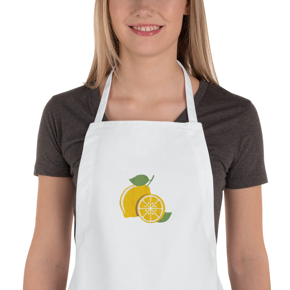 Lovely Lemon Embroidered Apron-Apron-PureDesignTees