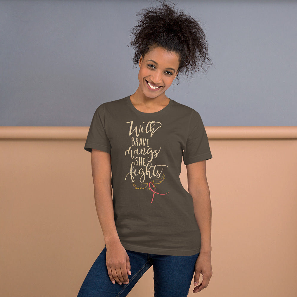 With Brave Wings She Fights Short-Sleeve Unisex T-Shirt-t-shirt-PureDesignTees