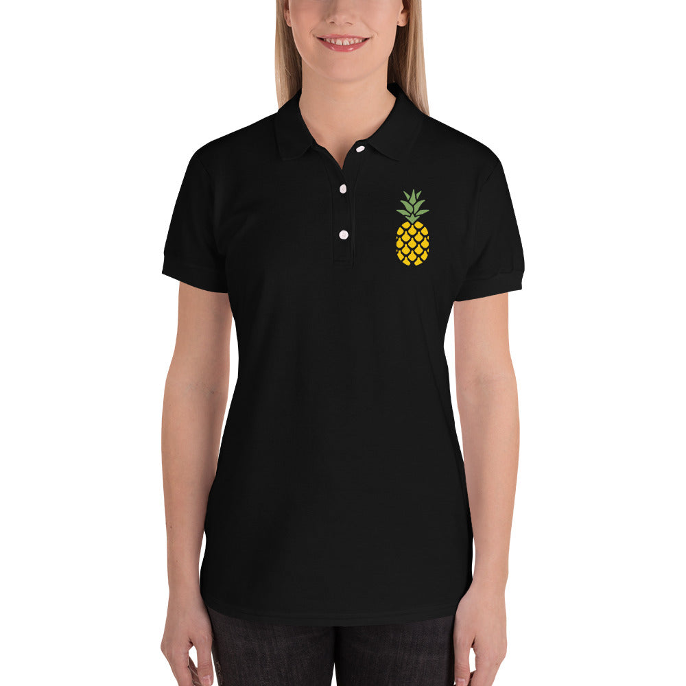 Lovely Pineapple Embroidered Women's Polo Shirt-Polo-PureDesignTees