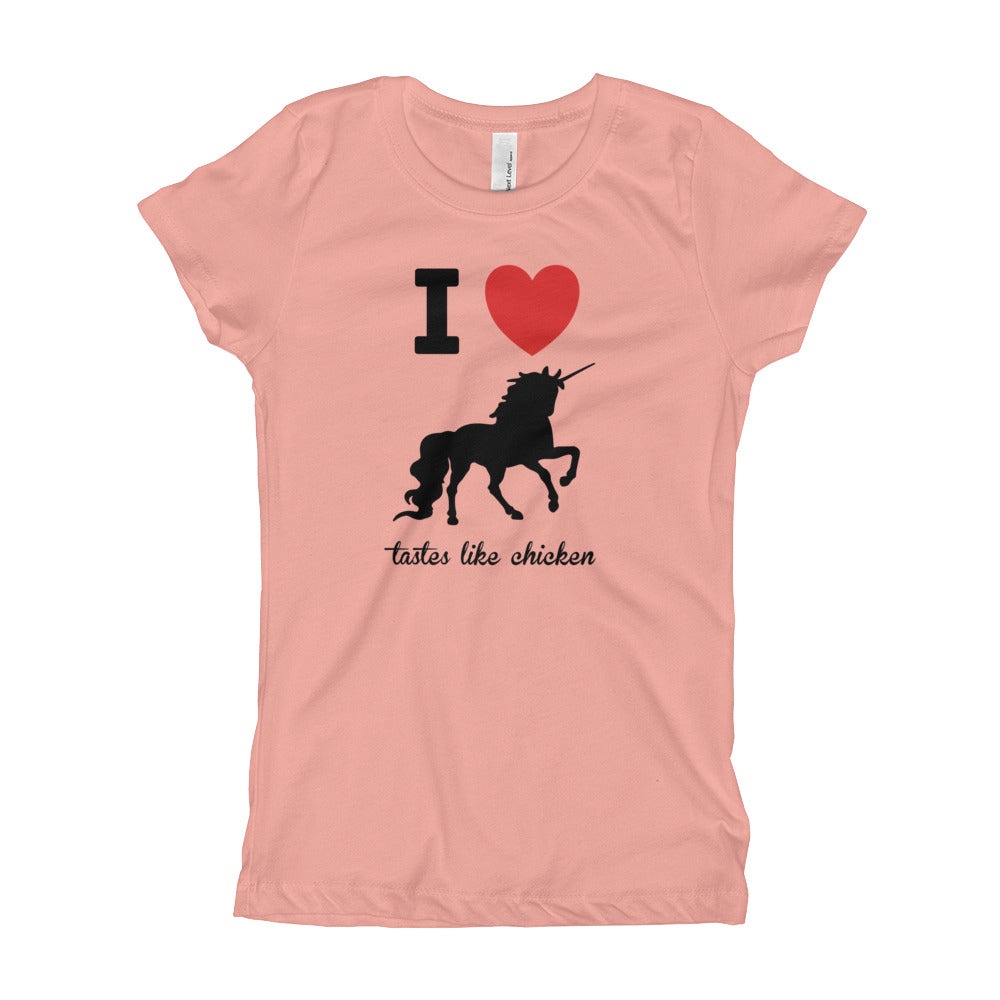 I Love Unicorns Tastes Like Chicken Girl's T-Shirt-T-Shirt-PureDesignTees