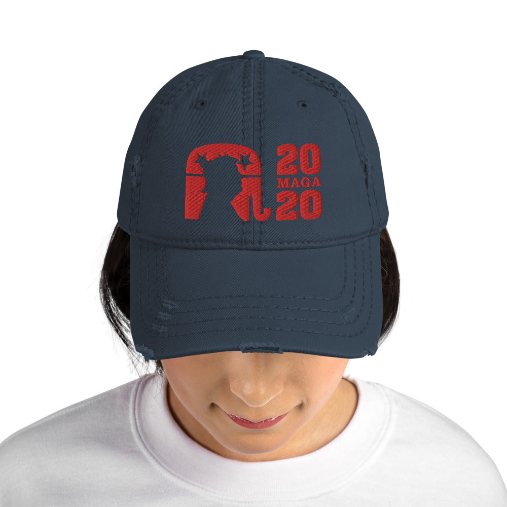 Trump 2020 MAGA Embroidered Distressed Dad Hat-distressed dad hat-PureDesignTees