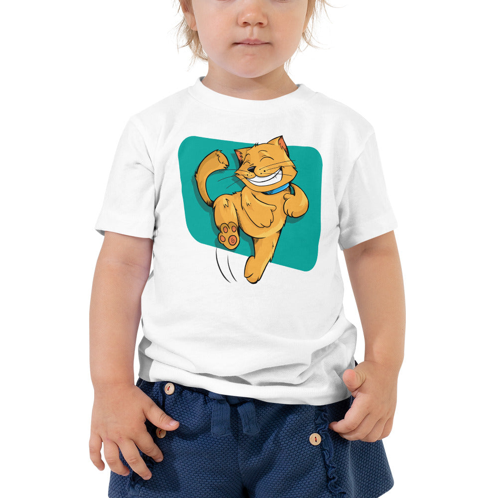 Leaping Happy Cat Toddler Short Sleeve Tee-Toddler T-shirt-PureDesignTees