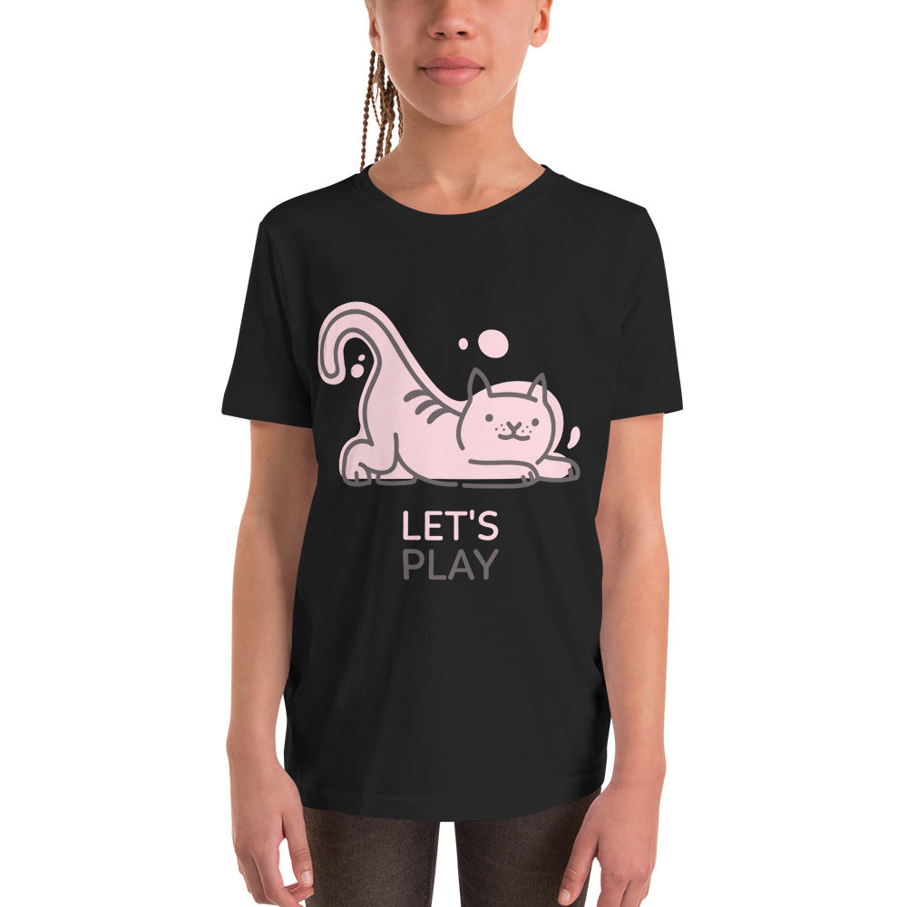 Let's Play Cute Kitty Youth Short Sleeve T-Shirt-youth t-shirt-PureDesignTees