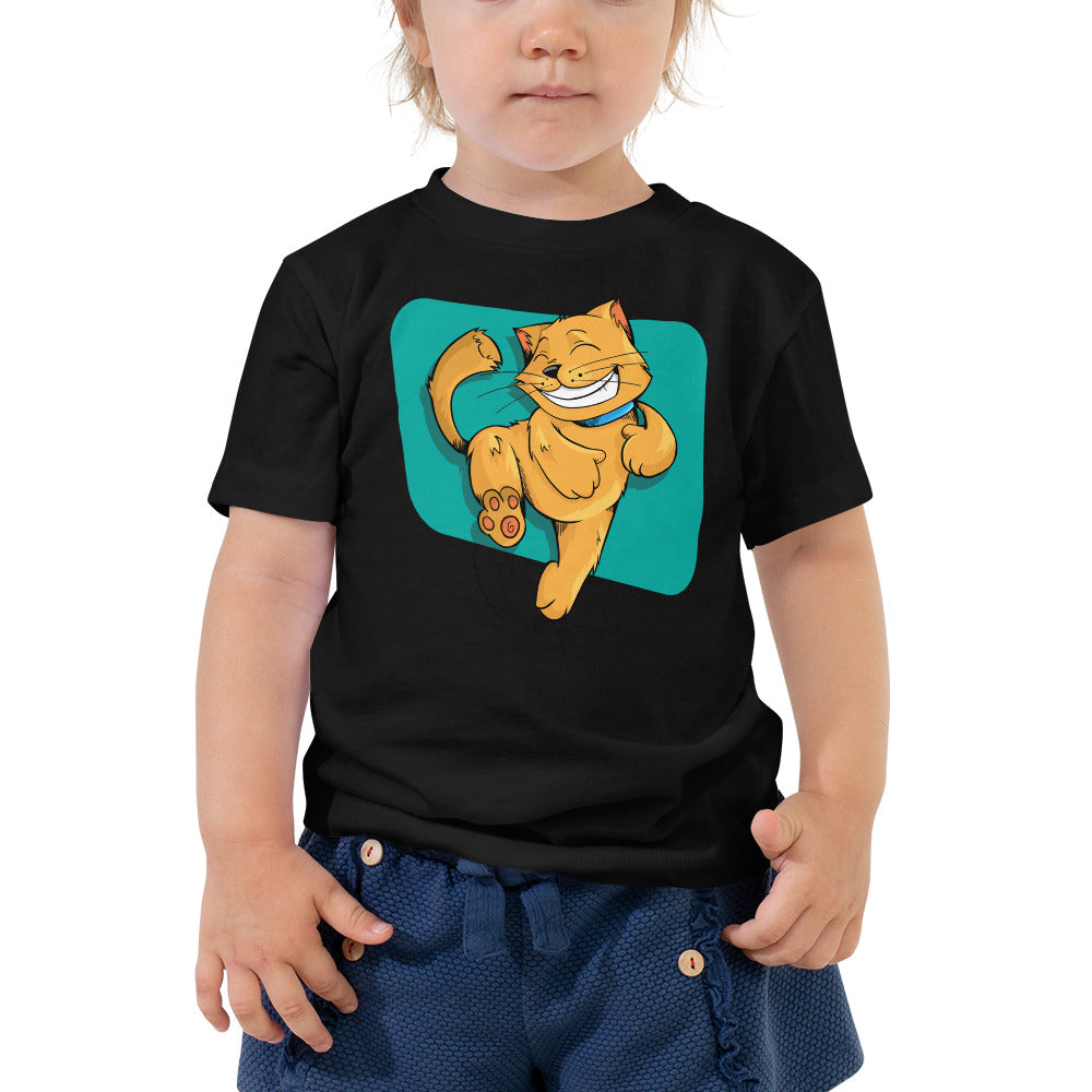 Leaping Happy Cat Toddler Short Sleeve Tee-Toddler T-shirt-PureDesignTees