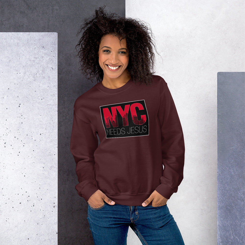 NYC Needs Jesus Unisex Sweatshirt-Sweatshirt-PureDesignTees