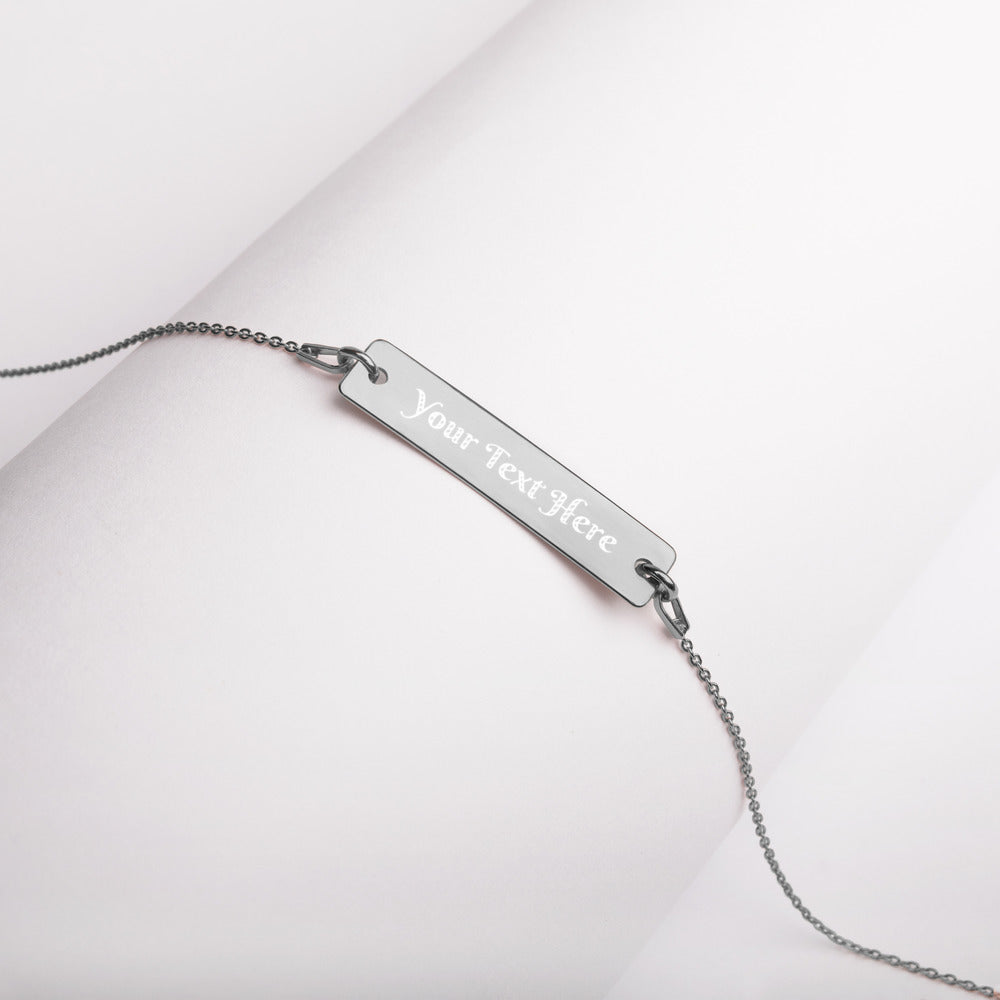 Custom Engraved Silver Bar Chain Necklace-Custom Engraved Necklace-PureDesignTees