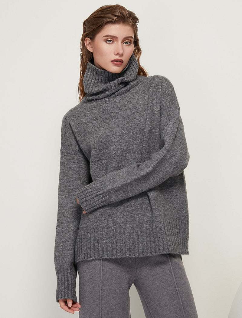 Knitted Turtleneck Cashmere Sweater-Sweater-PureDesignTees