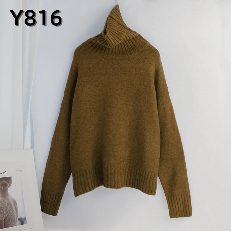 Knitted Turtleneck Cashmere Sweater-Sweater-PureDesignTees