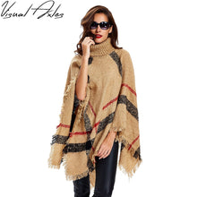 Load image into Gallery viewer, Fashion Women&#39;s Winter Warm Wool Plaid Knitting Poncho 7 Color To Choose From-Poncho-PureDesignTees