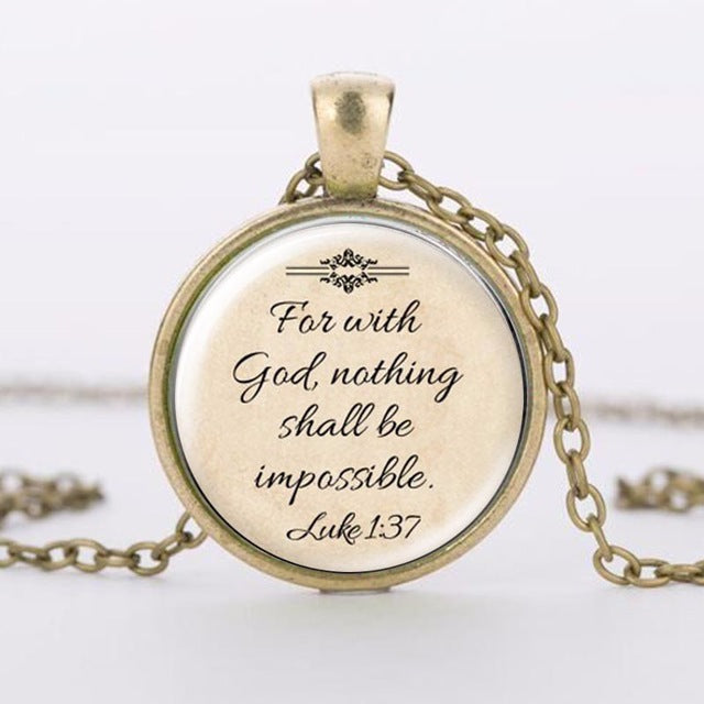 Luke 1:37 "For with God nothing shall be impossible." Necklace-necklace-PureDesignTees