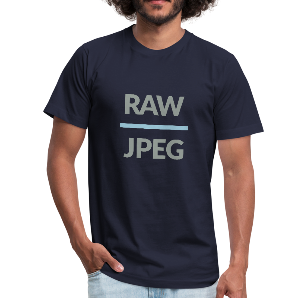 RAW over JPEG Photographer's Men's Jersey T-Shirt-Men's Jersey T-Shirt-PureDesignTees