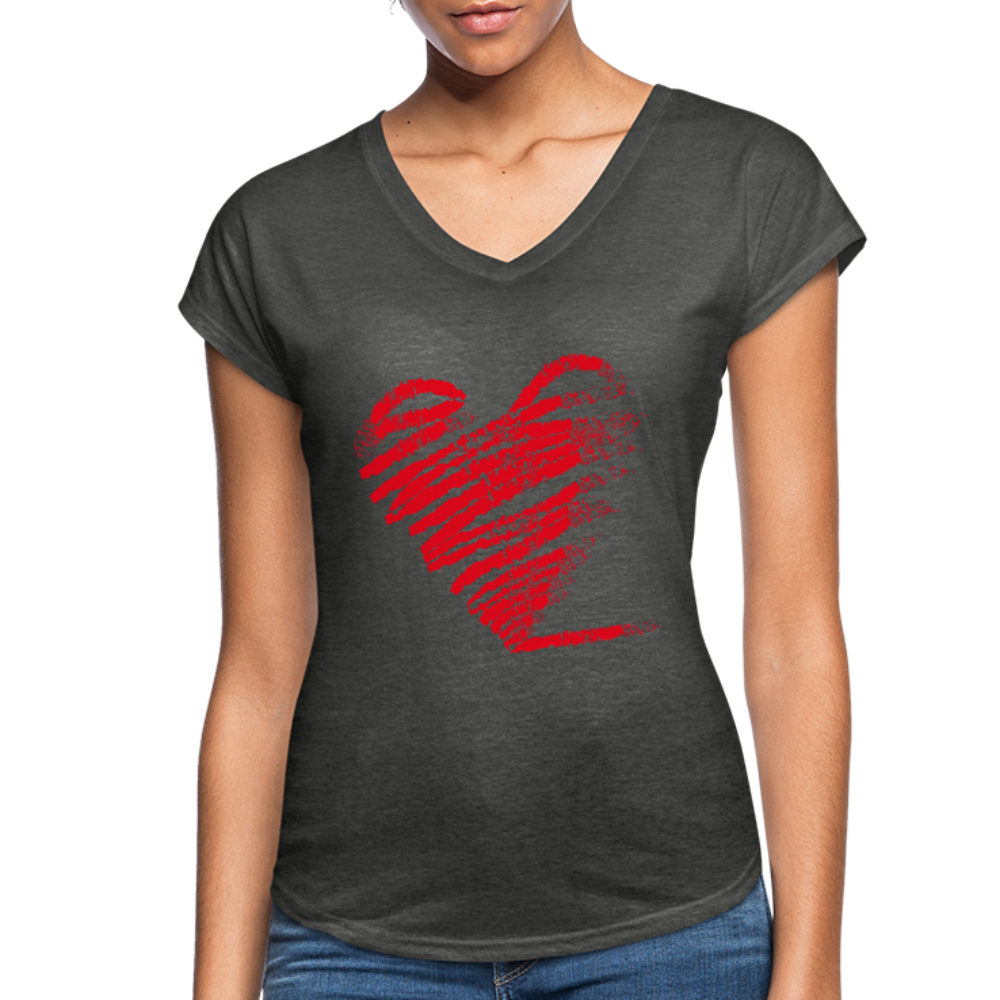 Scribble Heart Women's Tri-Blend V-Neck T-Shirt-Women's Tri-Blend V-Neck T-Shirt-PureDesignTees