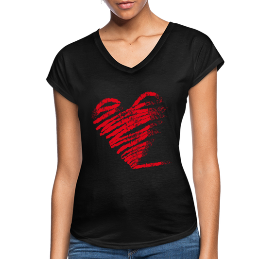 Scribble Heart Women's Tri-Blend V-Neck T-Shirt-Women's Tri-Blend V-Neck T-Shirt-PureDesignTees