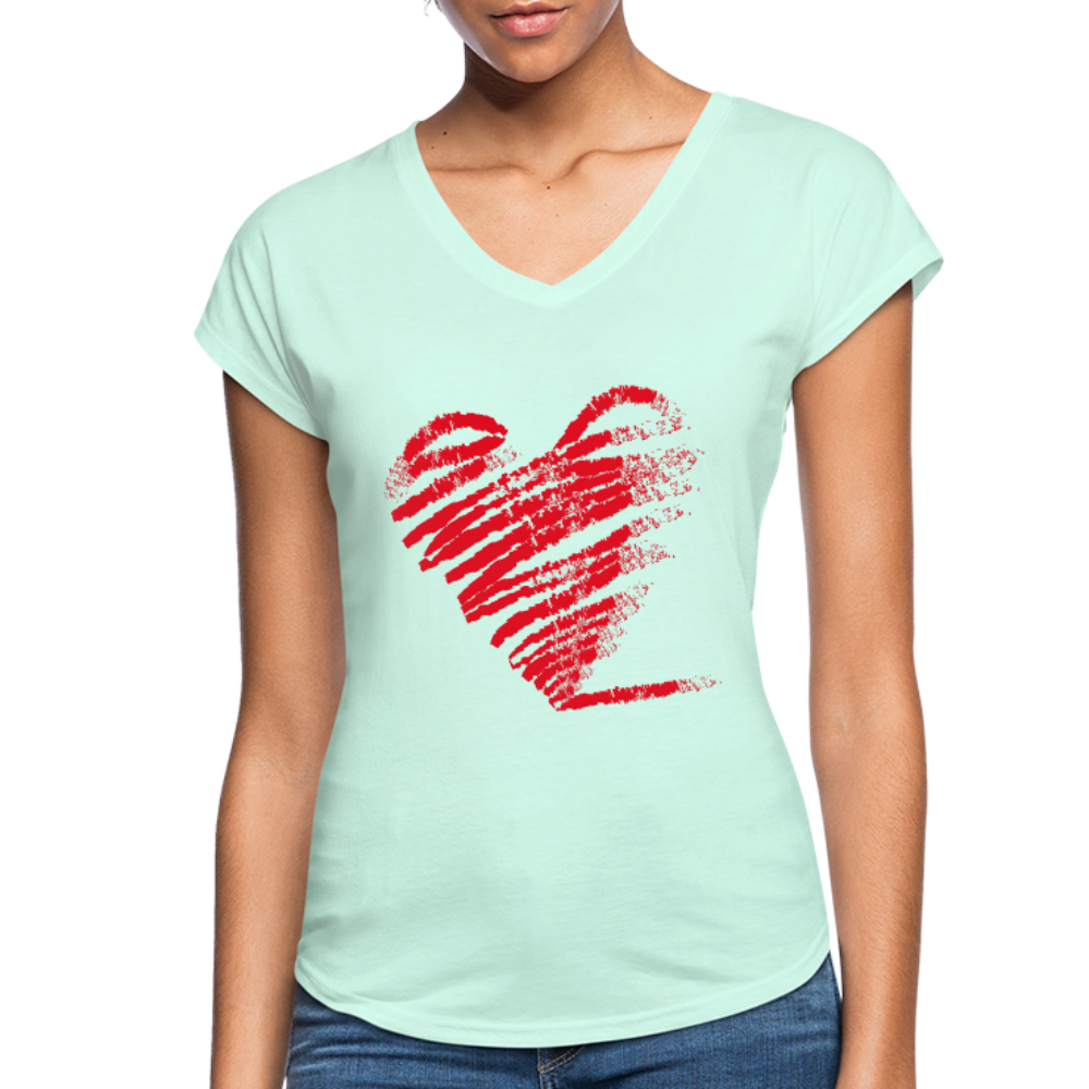 Scribble Heart Women's Tri-Blend V-Neck T-Shirt-Women's Tri-Blend V-Neck T-Shirt-PureDesignTees