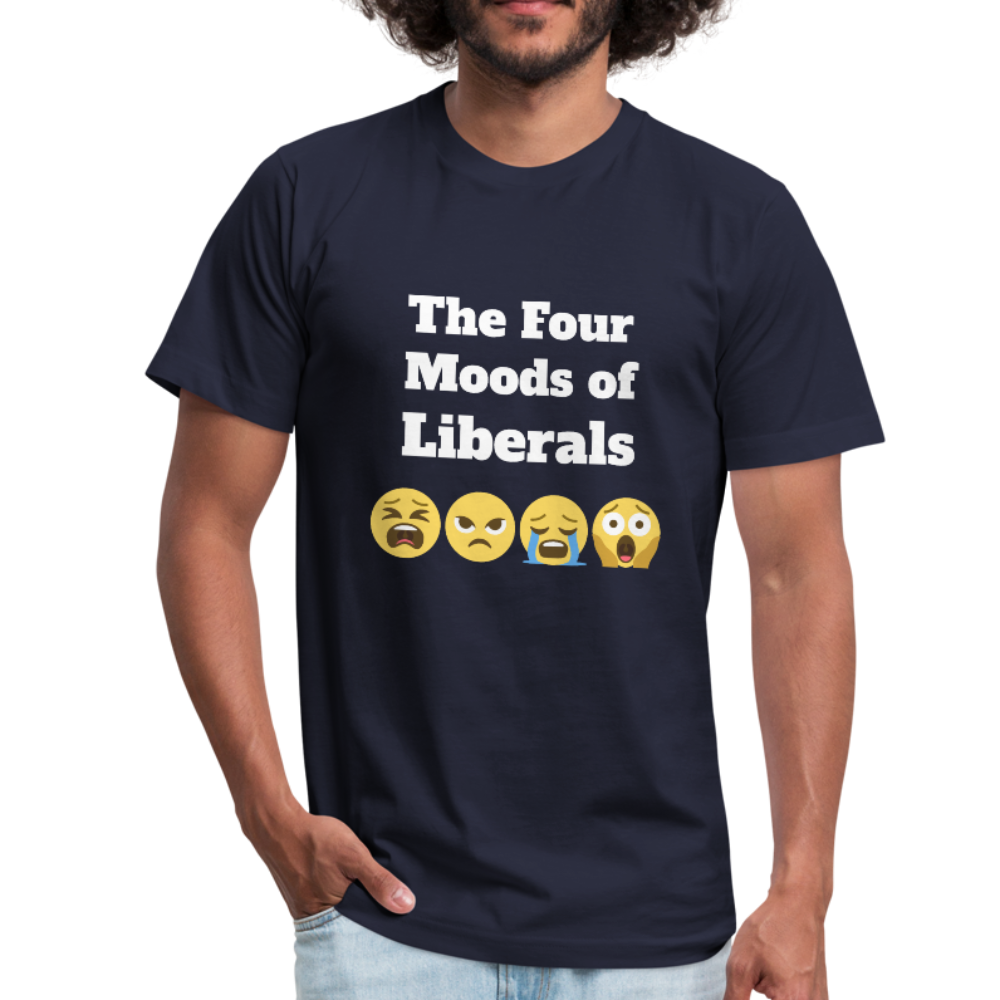 The Four Moods of Liberals Unisex Jersey T-Shirt-Unisex Jersey T-Shirt by Bella + Canvas-PureDesignTees