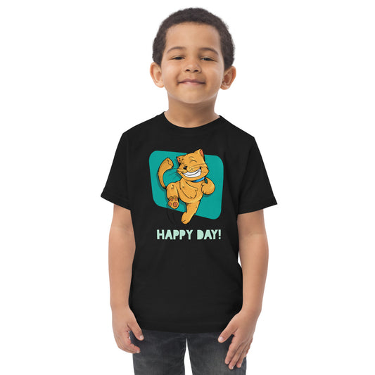 Happy Day Happy Cat Toddler jersey t-shirt-Shirts & Tops-PureDesignTees