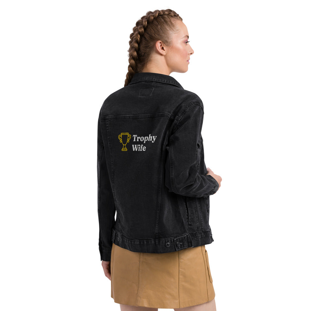 Trophy Wife Embroidered Unisex denim jacket-Denim Jacket-PureDesignTees