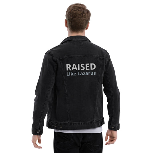 Raised Like Lazarus Unisex denim jacket-Denim Jacket-PureDesignTees