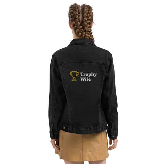 Trophy Wife Embroidered Unisex denim jacket-Denim Jacket-PureDesignTees