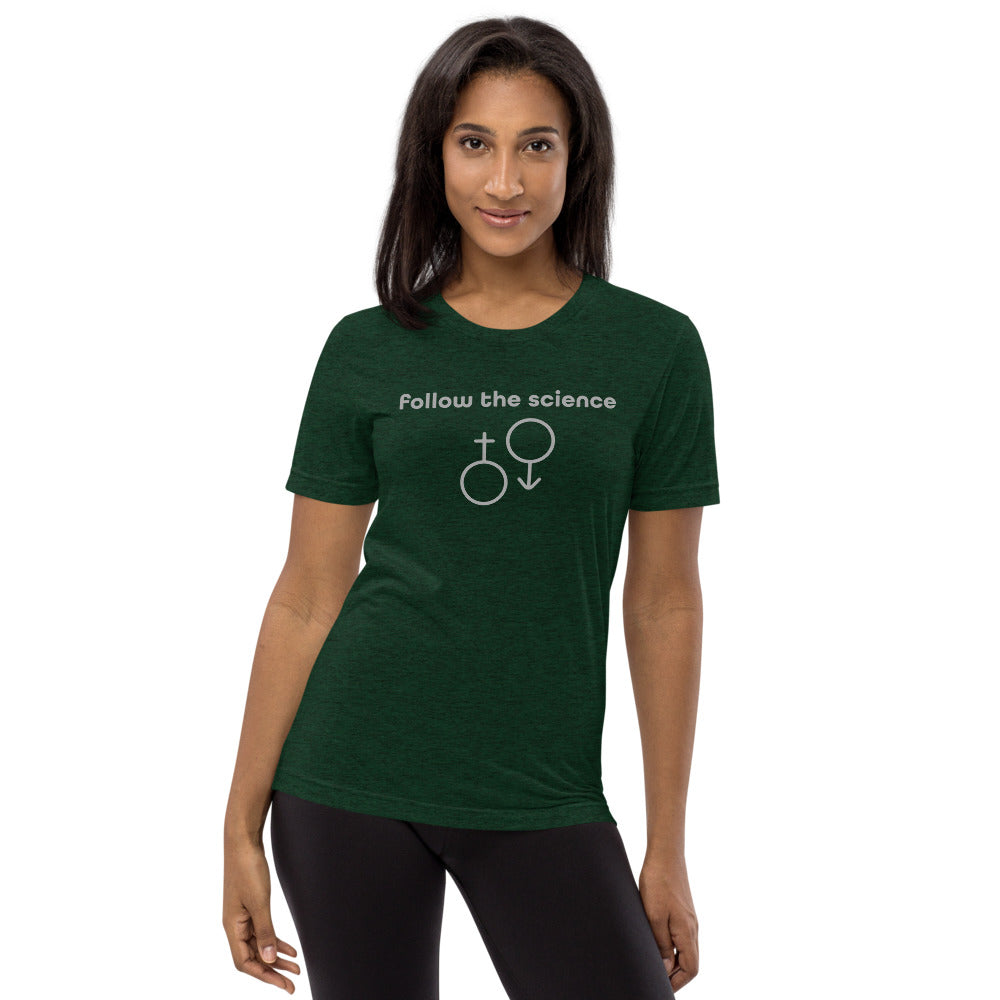 Follow the Science Male and Female Short sleeve t-shirt-Triblend T-shirt-PureDesignTees