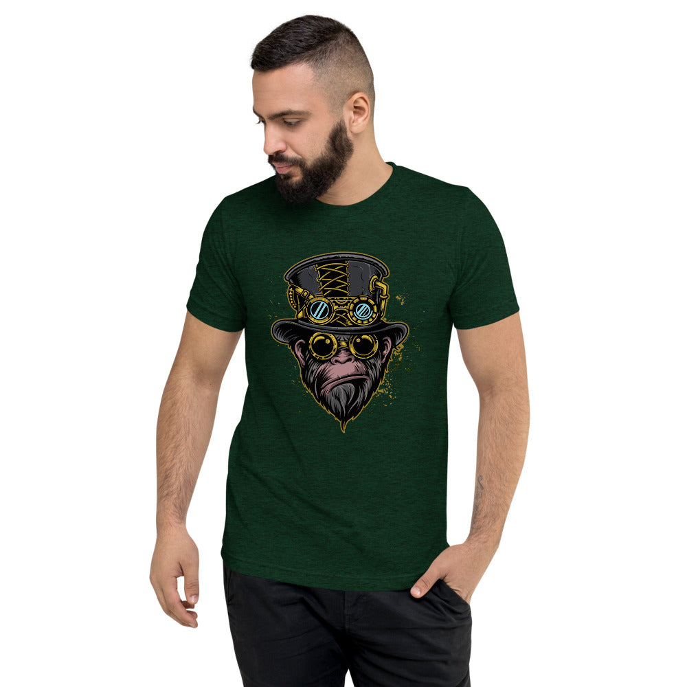 Steampunk Gorilla Short sleeve tri-blend t-shirt-Triblend T-shirt-PureDesignTees