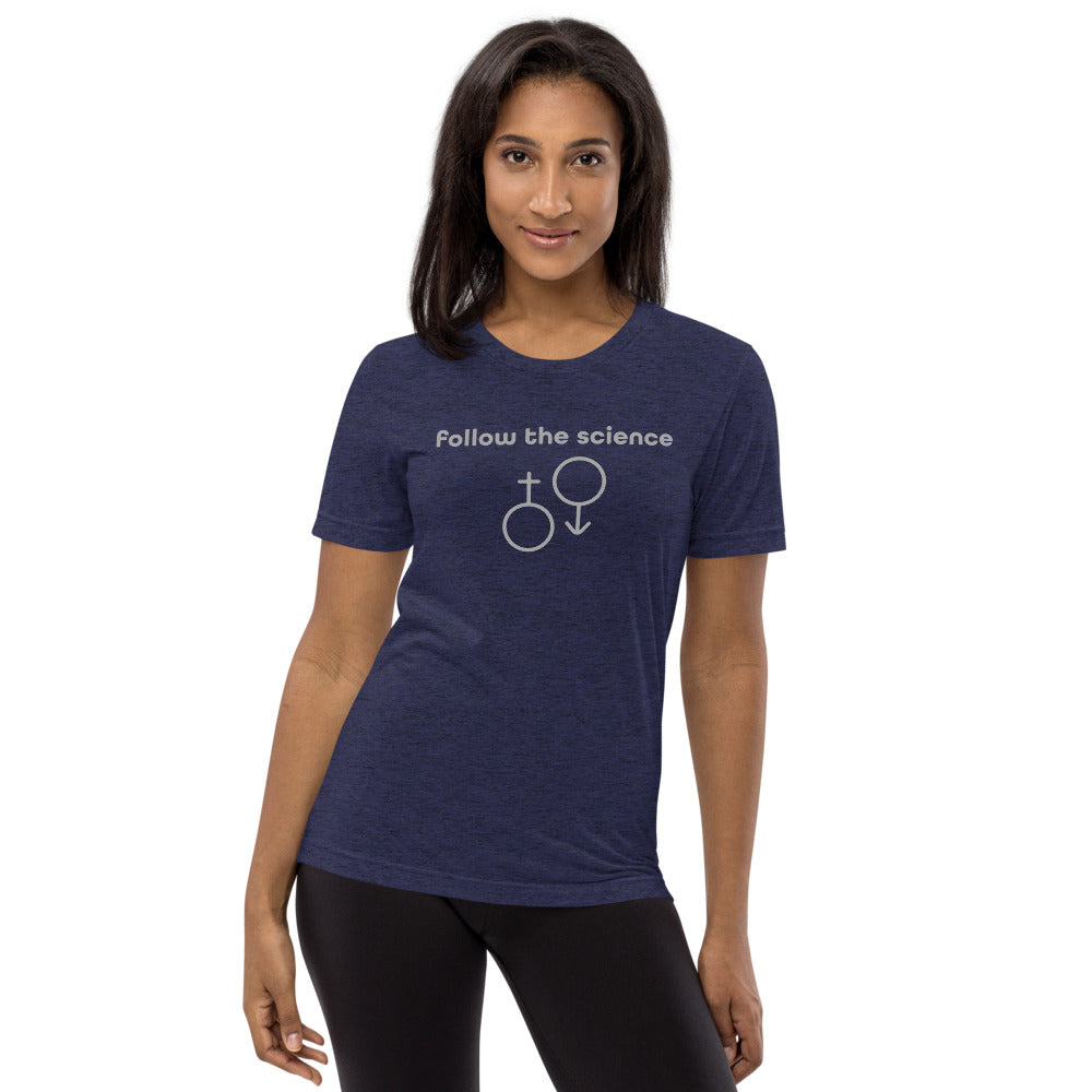 Follow the Science Male and Female Short sleeve t-shirt-Triblend T-shirt-PureDesignTees