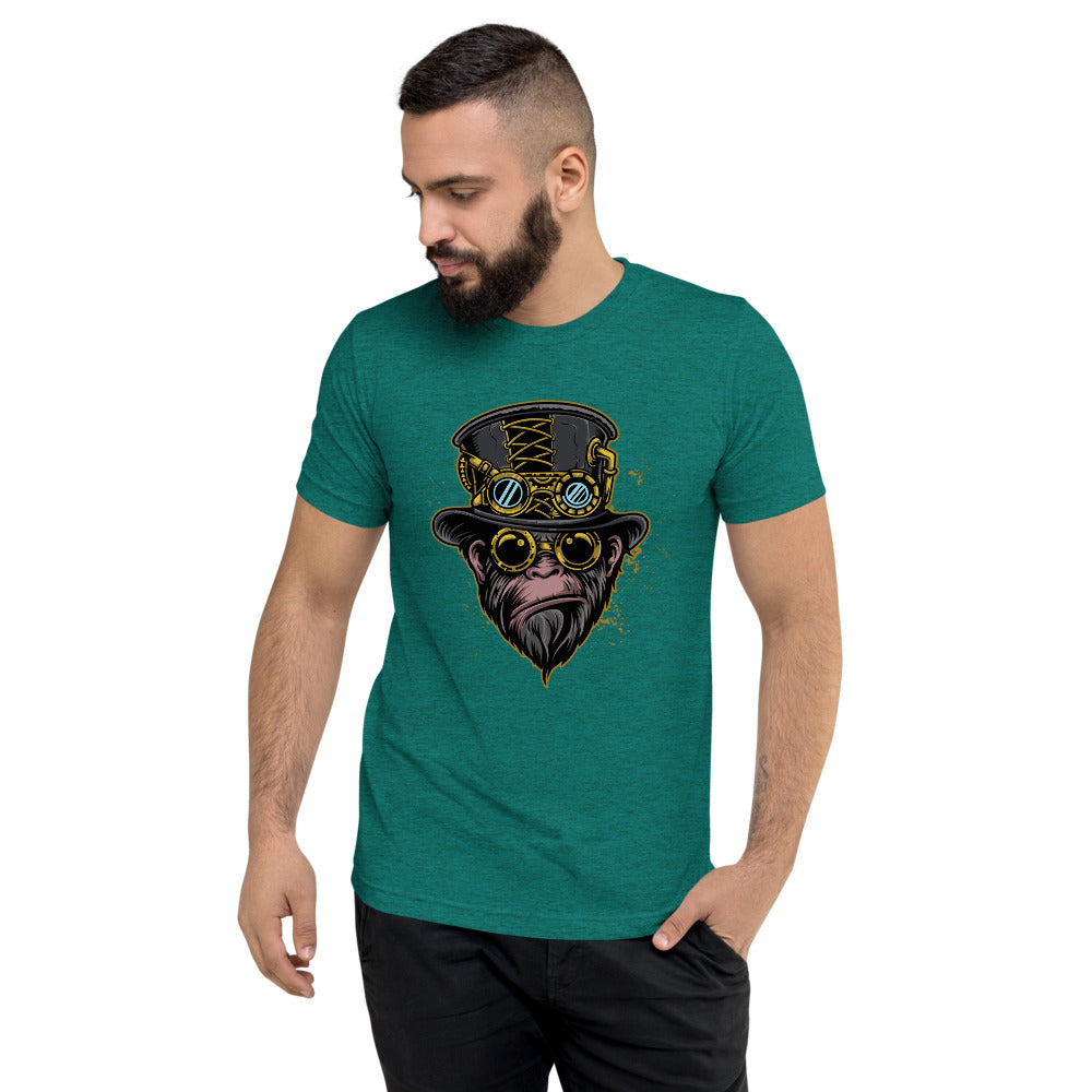 Steampunk Gorilla Short sleeve tri-blend t-shirt-Triblend T-shirt-PureDesignTees