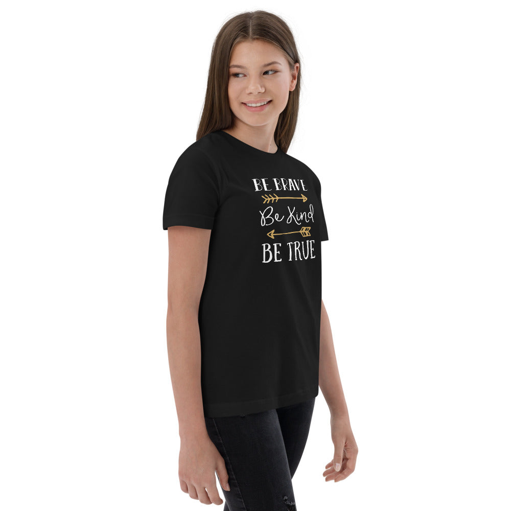 Be Brave Be Kind Be True Youth jersey t-shirt-Shirts & Tops-PureDesignTees
