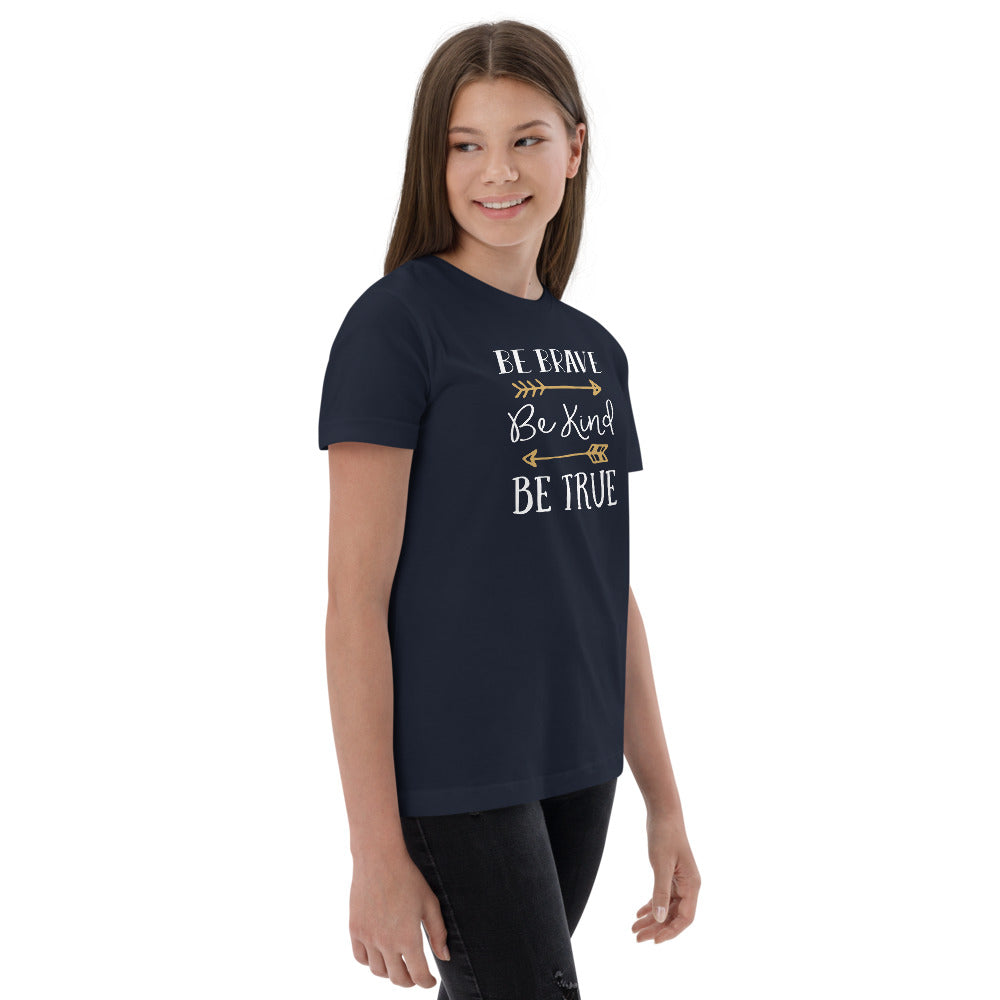 Be Brave Be Kind Be True Youth jersey t-shirt-Shirts & Tops-PureDesignTees