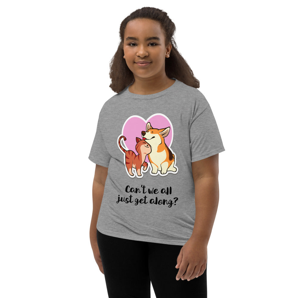 Can't We All Just Get Along? Youth Short Sleeve T-Shirt-Shirts & Tops-PureDesignTees