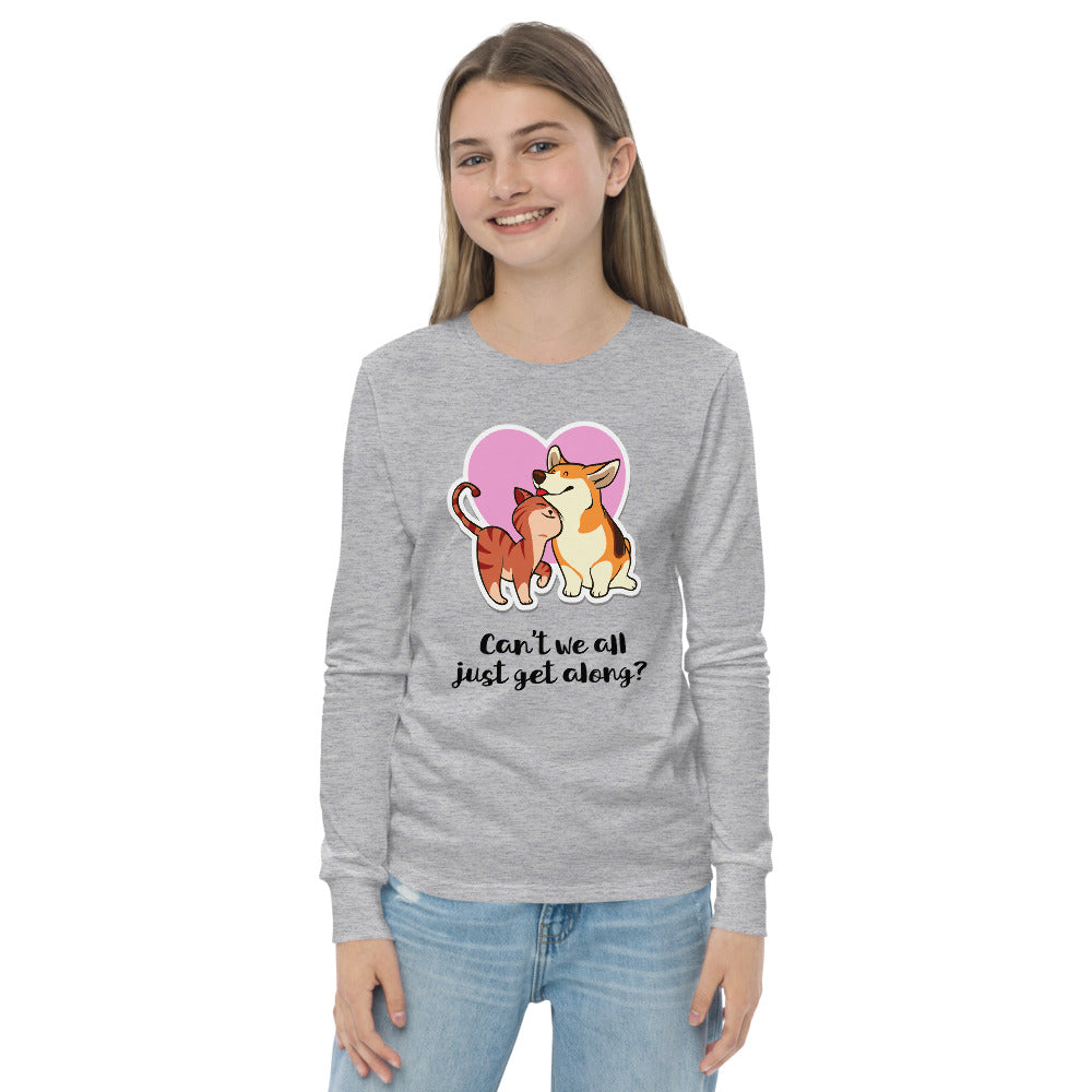 Can't We All Just Get Along? Youth long sleeve tee-Shirts & Tops-PureDesignTees