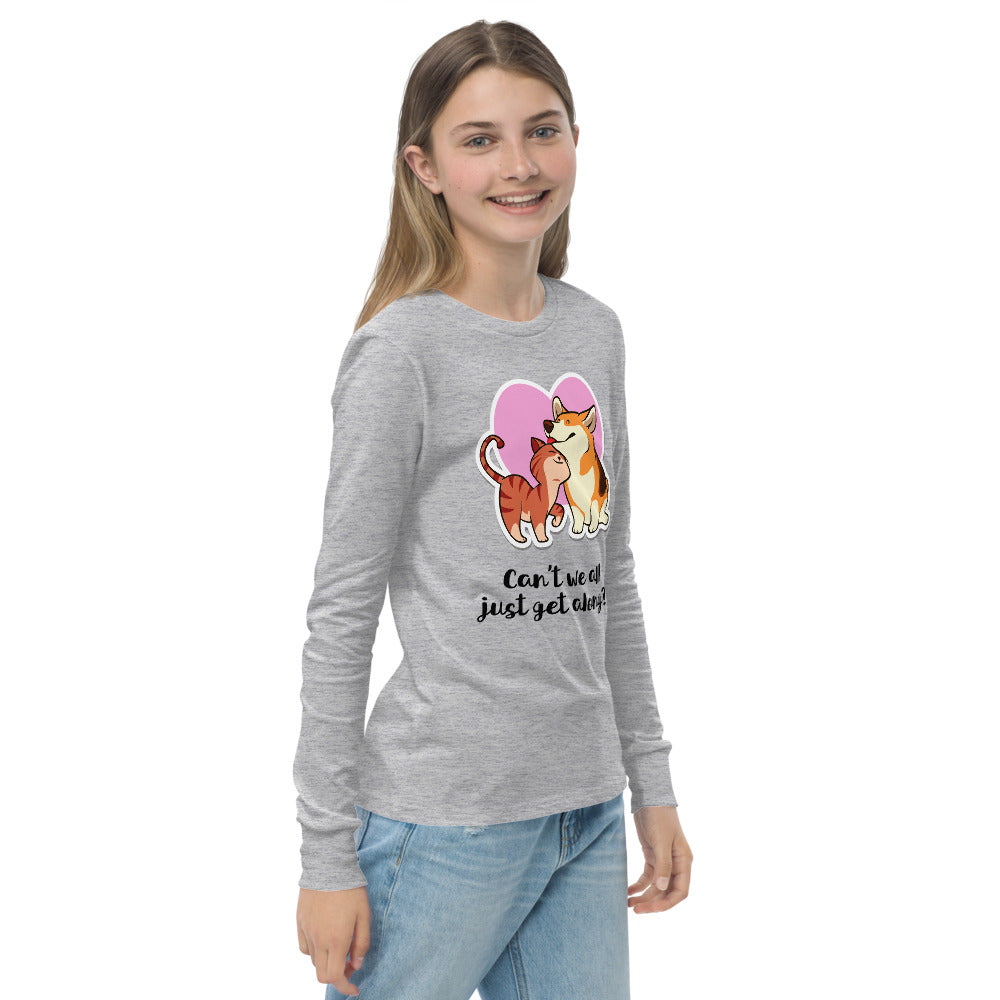 Can't We All Just Get Along? Youth long sleeve tee-Shirts & Tops-PureDesignTees